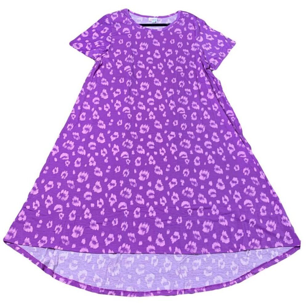 NEW M LuLaRoe Carly Purple Animal Leopard Swing Dress High Low Flowy Cheetah